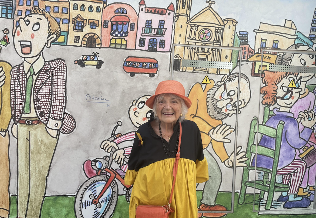 Pilarín Bayés dedica un mural a la gente mayor de Can Ripoll