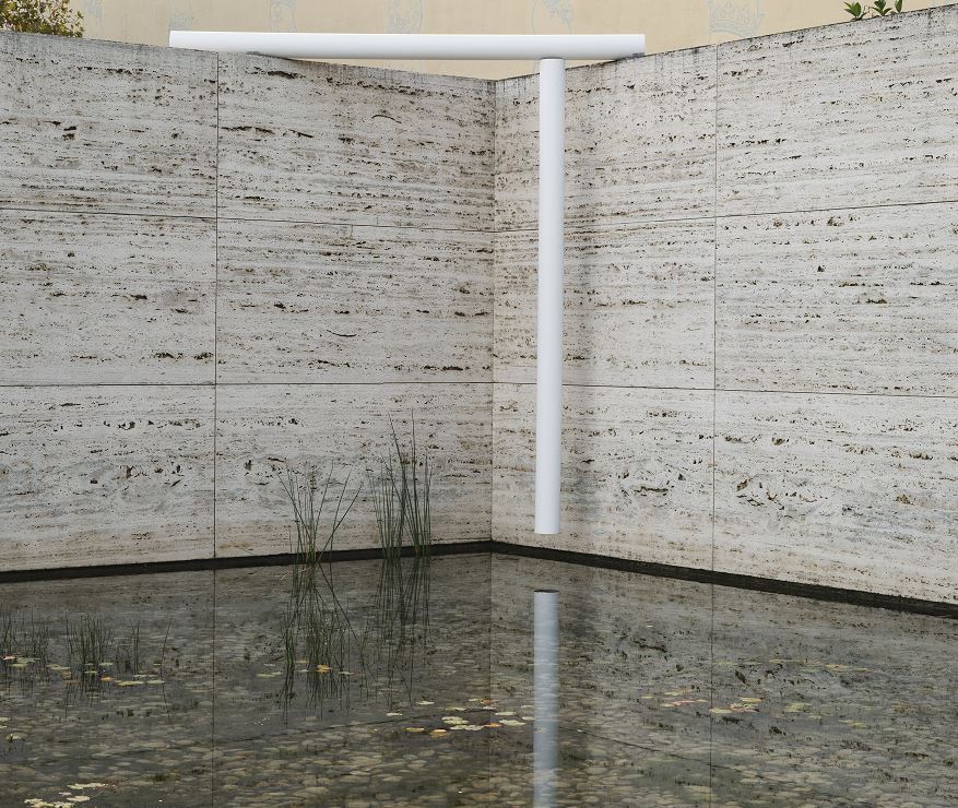 Reflections and distortions in the Mies van der Rohe Pavilion